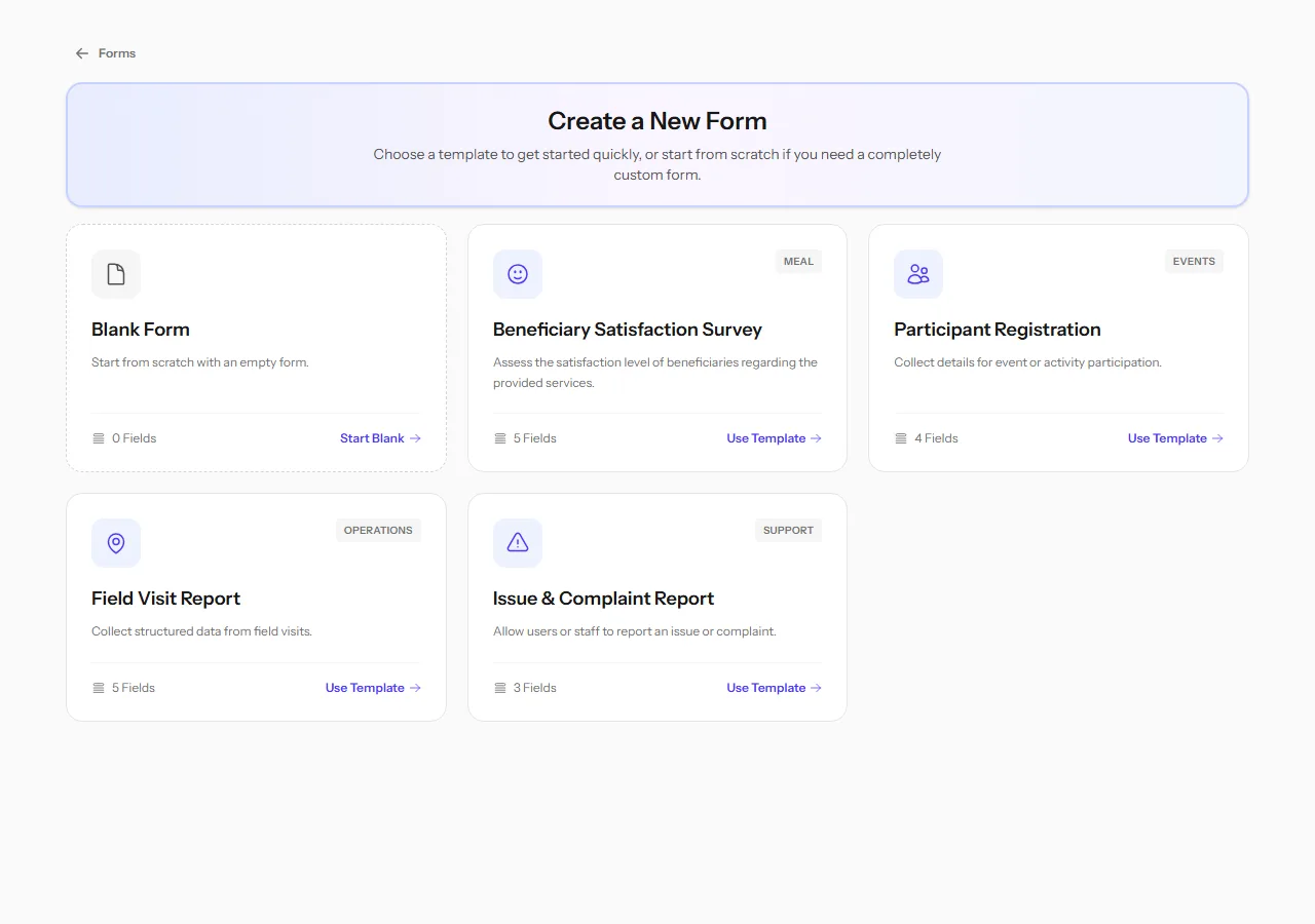 Choosing a form template
