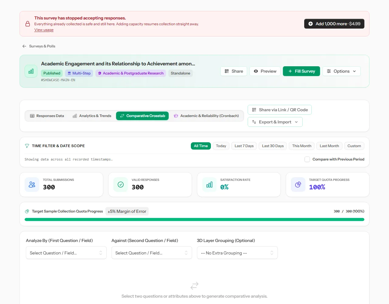 The Comparative Crosstab tab
